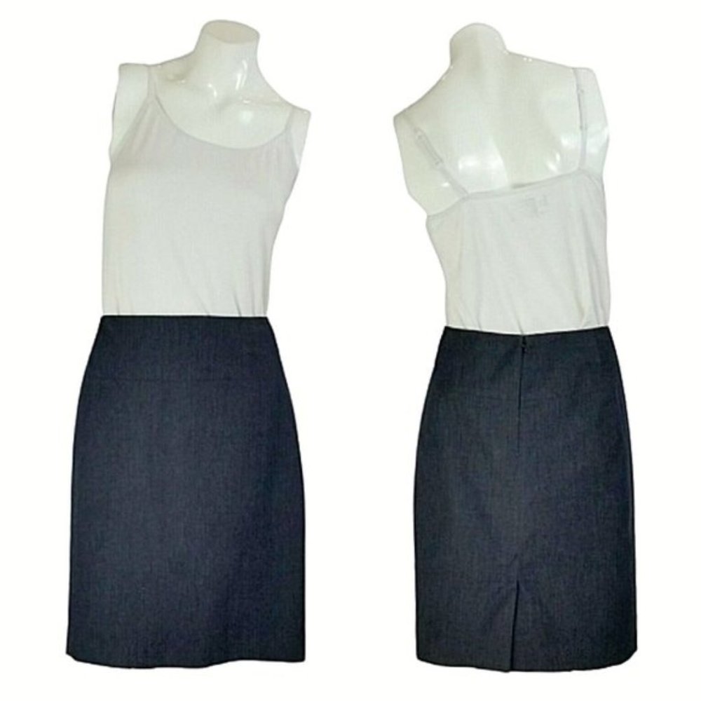 Ann Taylor Dark Gray Cotton Midi Pencil Skirt